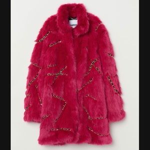 Moschino x H&M Faux Fur Jacket with Gold Chains